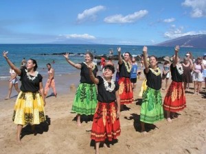 Worship Hula at Beach Baptism